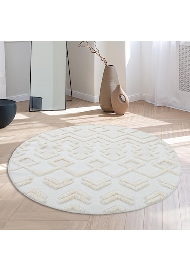 Madu Yumuşak Yuvarlak Krem Halı Çocuk Odası, Oturma Odası, Salon, Mutfak Ve Antre Halısı Krem