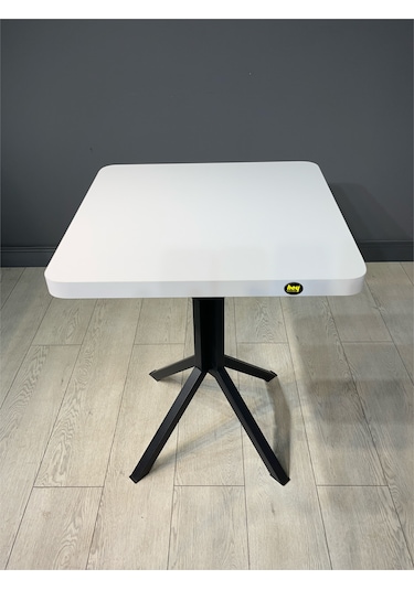 Zeren Kare Beyaz Balkon Masası Mutfak Yemek Masası 60 Cm