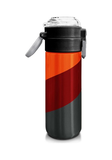 Coral High Kids Turuncu Bordo Desenli Pipetli Ve Direkt İçim Çelik Termos 500 Ml 31892 Turuncu - Mavi