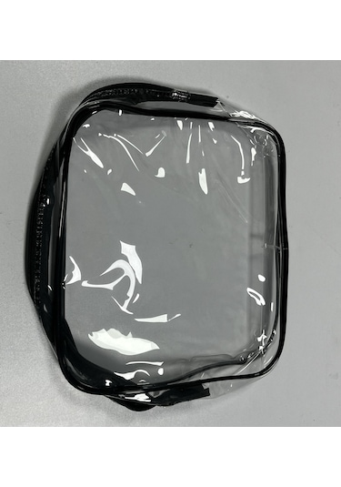 Hangfox Siyah Orta Boy Pvc Şeffaf Organizer Çanta - Su Geçirmez, Kauçuk Çekmeceli, Makyaj-seyahat-eşya Saklama Çantası Siyah