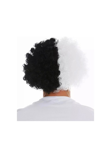 Siyah Beyaz Kıvırcık Afro Bonus Peruk Taraftar Bonus
