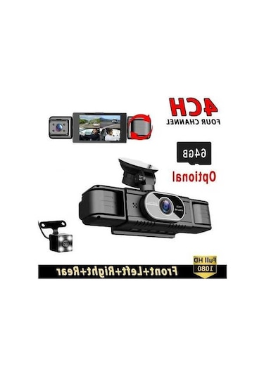 Pazly 360 4 Kanallı Araç Kamerası - 1080p Ön 720p Sol Sağ Arka Gece Görüşlü 4 Lensli