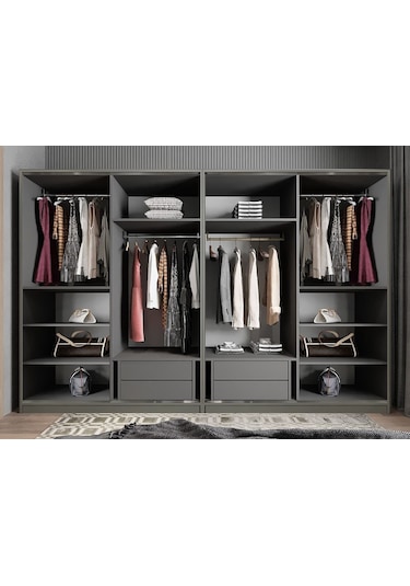Albero Sürgülü Çekmeceli Gardırop Dolap Bf 400 Cm Montaj Dahil