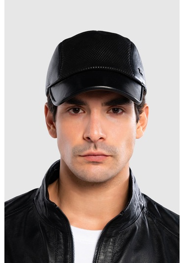 Tamer Tanca Erkek Hakiki Deri Siyah Beyzbol Şapka 524 1138 Spk Sk24-25 Sıyah Dr/bsk Siyah