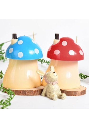 Turuncu Basın Tasarım Otomatik Kürdan Tutucu Toz Geçirmez Büyük Kapasiteli Yaratıcı Mantar Şekilli Masa Kürdan Saklama Kutusu Ev İçin