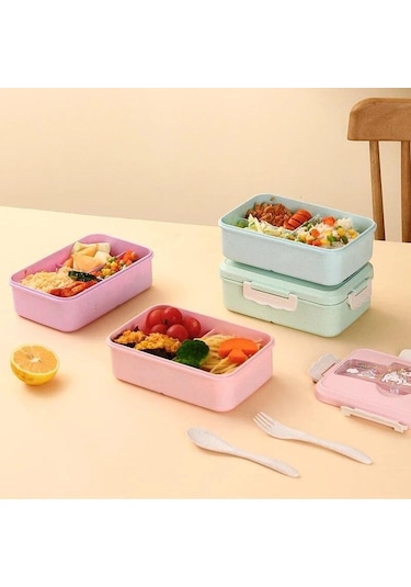 Gümüş Sevimli Öğle Yemeği Kutusu Çocuklar Kız Erkek Bölmeli Bento Öğle Yemeği Kutusu Okul Çocuk Sızdırmaz Çocuk Gıda Aperatif Kutuları Yeni 2023