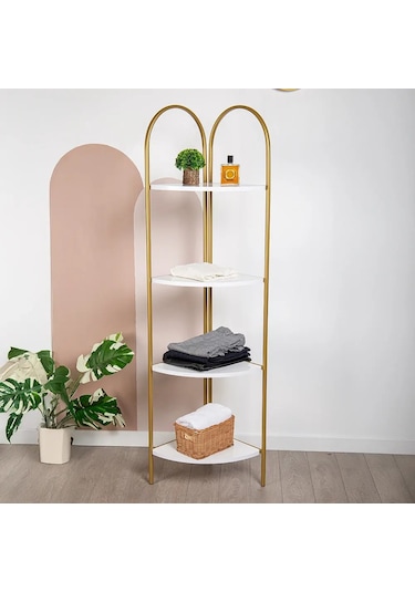 Artemis Gold Metal 4 Katlı Dekoratif Raf Gold