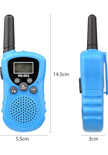 Jokmae 2 Li Mavi Çocuk İki Yönlü El Telsizi: 3km Menzil, 8 Frekans, 10 Zil Sesli, Dış Mekan