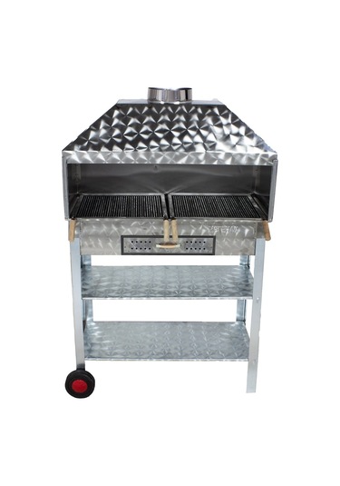 Metehan MTH-210 Geniş Aile Boy - Davlumbazlı - Maltız Izgaralı - 2 Tekerlekli Mangal