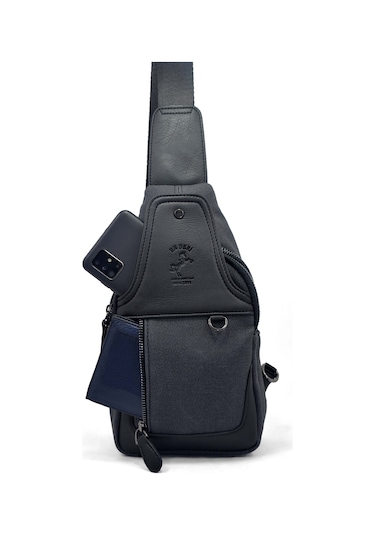 Erkek Siyah Kanvas Çapraz Askılı Omuz Çantası Siyah