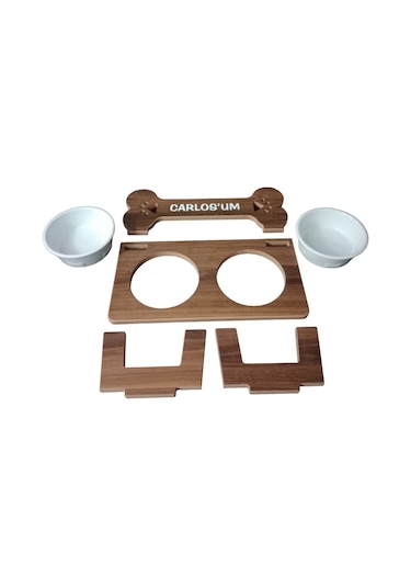 Realwood Özel İsimli Seramik Kaplı Orta Büyük Irk Köpek Mama Su Kabı 2 L