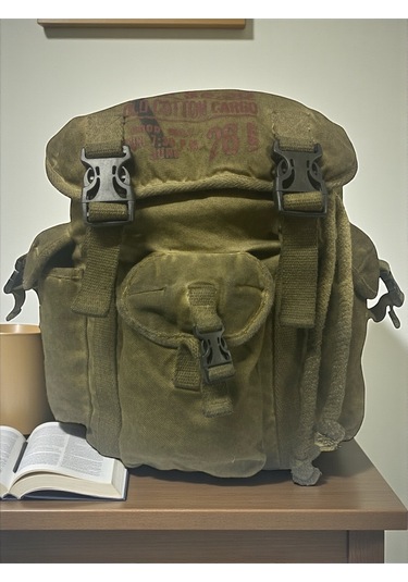 Kaliteli Tek Gözlü Vintage Disayn Unisex Sırt Günlük Okul Gezi Kamp Trekking Çantası Kc Ahtapot Bag Haki Kırmızı