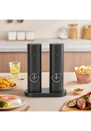 Honeybeeshop 1 Adet Siyah Tekli Paket Akıllı Algılama Elektrikli Öğütücü Tuz Ve Biber Öğütücü Pratik Dayanıklı Mutfak İçin Siyah Tekli Paket