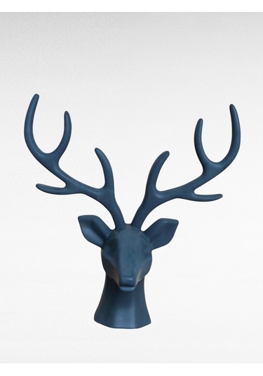 Geyik Heykeli, Büst, Siyah Renk Geyik Obje, Ev Dekoru