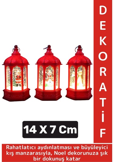 Dekoratif Hediyelik Masaüstü Ev Ofis Christmas Çok Şık Yılbaşı Noel Tema Işıklı Kar Küresi 14 X 7 Cm