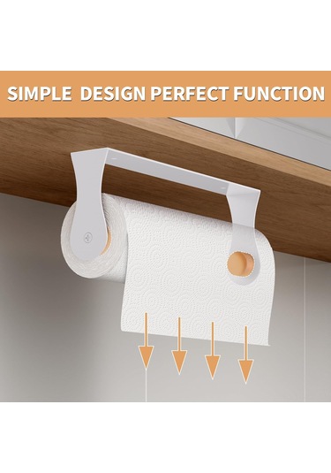 Konesam Beyaz Paslanmaz Çelik Mutfak Banyo Peçete Tutucu, Duvar Veya Dolap Altı Monte, Yapıştırıcı/vidalı Kurulum, Dayanıklı Ve Uzun Ömürlü Beyaz