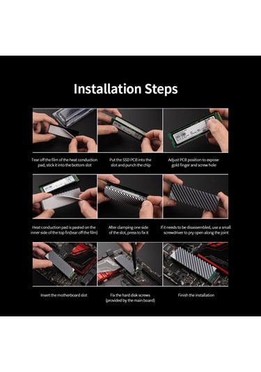 Reedark M.2 2280 Ssd Passif Soğutucu - Tam Alüminyum Radyatör, Anotasyonlu, Araçsız Kurulum, Gri