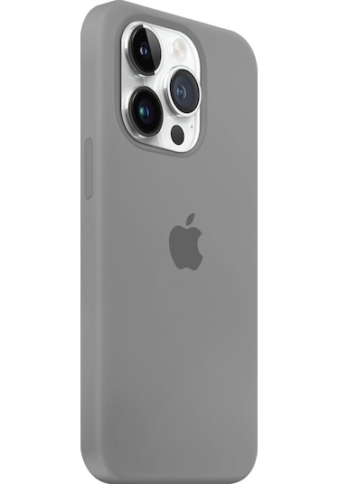 Apple Uyumlu iPhone 15 Pro Max Logolu Kılıf Lansman Silikon Kılıf - Gri