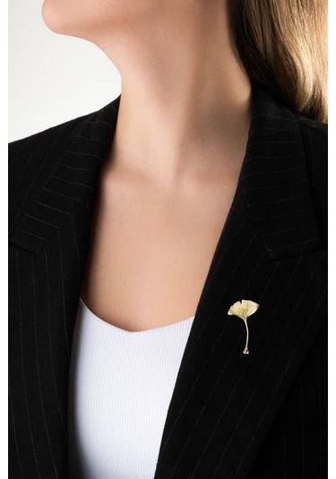 Gelincik 18 Ayar Sarı Altın Kaplama Gümüş Broş Sarı Altın Kaplama