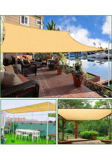 Ruicoo Dış Mekan Güneş Engeli Ağı - 95% Güneş Engelleme, Nefesli, Bitki Ve Balkon Koruyucu, 3m 5m Bej Hdpe Malzeme, Delikli Kenarlar İle Dayanıklı Bej