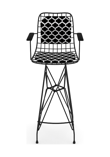 Knsz kafes tel bar sandalyesi 1 li zengin syhviona kolçaklı sırt minderli 75 cm oturma yüksekliği ofis cafe bahçe mutfak