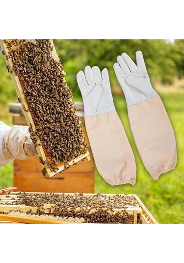 Homyl 2 Parça Arı Eldiven Koyun Derisi Nefes Rahat Arıcı L