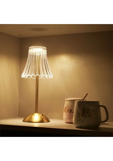 Besthome1 2 Adet Şarjlı Dokunmatik Masa Lambası Altın Renk Yatak Odası Oturma Odası Aydınlatma Altın