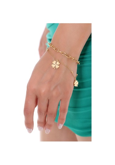 Yonca  Çelik Bileklik Altın Kaplama