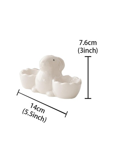 Suntek Seramik Yumurta Kupası Masa Tepsisi Ev Dekoru Beyaz