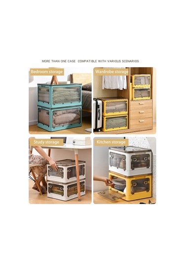 Dancemonkey Cbtx 28l Katlanır Plastik Saklama Kutusu, 5 Taraflı Şeffaf Çıkarılabilir Kasnak, S Boy Beyaz Çok Renkli