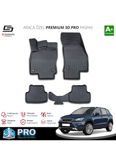 S-dizayn Seat Ateca 3d Pro Havuzlu Paspas 2017-2020 A+ Kalite