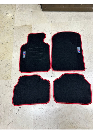 Bmw E30 E36 E46 E90 E92 F30 G20 M Logo Kırmızı Dikiş Halı Paspas