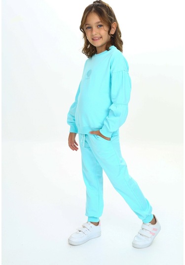 Toontoy Kız Çocuk Deniz Kabuğu Nakışlı Eşofman Takım Su Yeşili