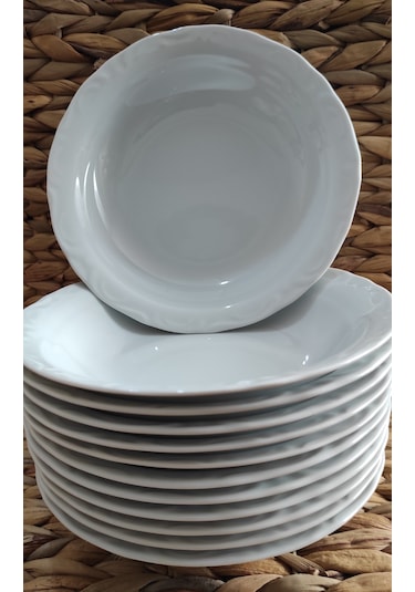 Porland Porselen Anadolu Beyazı 19 Cm Büyük 12 Adet Çukur Tabak