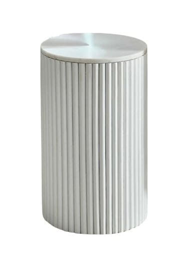 Mariposa Bohem Ahşap Yan Sehpa Beyaz