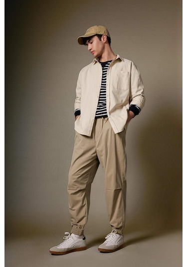 DeFacto Jogger Gabardin Pantolon Regular Beli Bağcıklı Cepli Lastikli Paça B7493AX24SPBG783