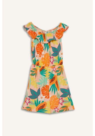 Defacto Kız Çocuk Desenli Askılı Tulum E5803a825smgn268 Yeşil