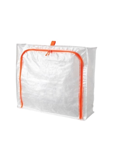 Saklama Kutusu.hurç Ikea Fermuarlı 55x49x19 Cm Beyaz -turuncu Ren