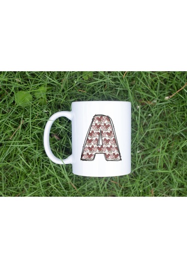 A Harfi Aşk Temalı Kupa - Kalp Desenli Kişiye Özel Romantik Sevgililer Günü Kahve Kupası Beyaz
