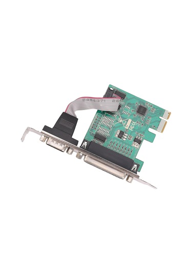 Dofolink Pcı-e Gen1 2.5gbps Çift Yönlü Kart, Wch Ch382l Çipi İle Rs-232 Db9 Seri Ve Db25 Paralel Yazıcı Portları, Windows/linux Desteği, Metal+pcb, Yeşil Çok Renkli