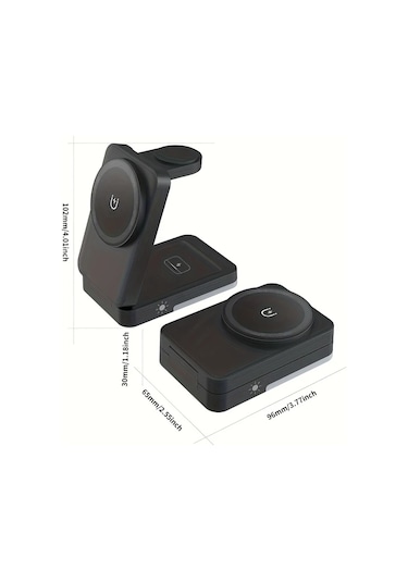 Boatshop1 Beyaz 3ü 1 Arada Katlanabilir Kablosuz Sarj Standi Magsafe Tasinabilir Seyahat Sarj Istasyonu İphone Uyumlu 16 15 14  Watch