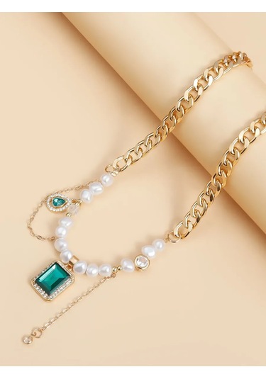 Proshik Yapay İnci Zincirli Kolye Odevr 376670545