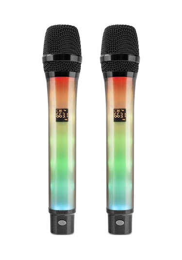 Büro Ev Ofis si İçin Siyah Rgb Profesyonel Kablosuz Uhf 2 Mikrofonlu Set