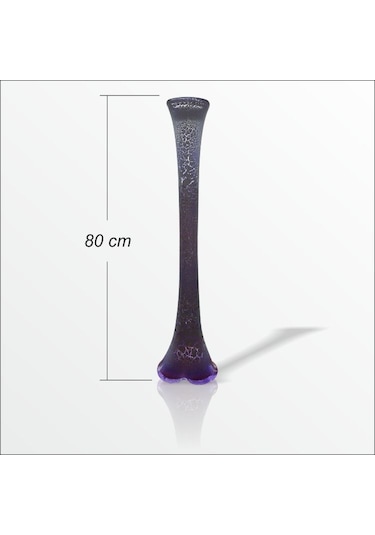 Dengeli 80 Cm Uzun Derin Çatlatma Mor Renkli Su Geçirmez Cam Vazo