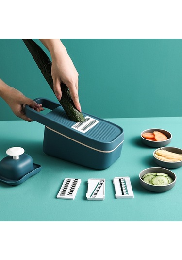 Padalink Mutfakta Kullanım İçin 3-1 Multifonksiyonel Sebze Dilimleyici: Dilimleme, Süzme Ve Saklama - Mavi Mavi