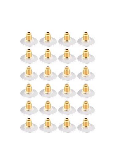 24 Adet Altın Renkli Küpe Tıpası Küpe Arkalığı Plastik Yuvalı Küp Çok Renkli