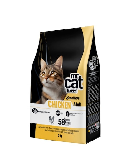 Mr. Cat Happy Sensitive Tavuklu Yetişkin Kedi Maması 5 KG