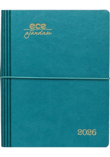 Ece Ajandası Yeni Marmaris 2026 Turkuaz - Günlük Çizgili 12x16 Turkuaz