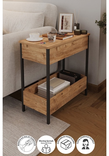 Bofigo Yan Sehpa Koltuk Yanı Sehpa Koltuk Sehpası Orta Sehpa Çam