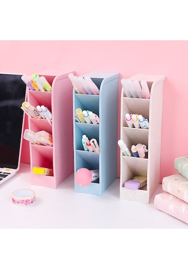 Geeroyoo Yeşil Plastik Çok Bölmeli Üniversite Öğrenci Masaüstü Kalem Organizasyonu Tutucu - Modern Minimalist Stili